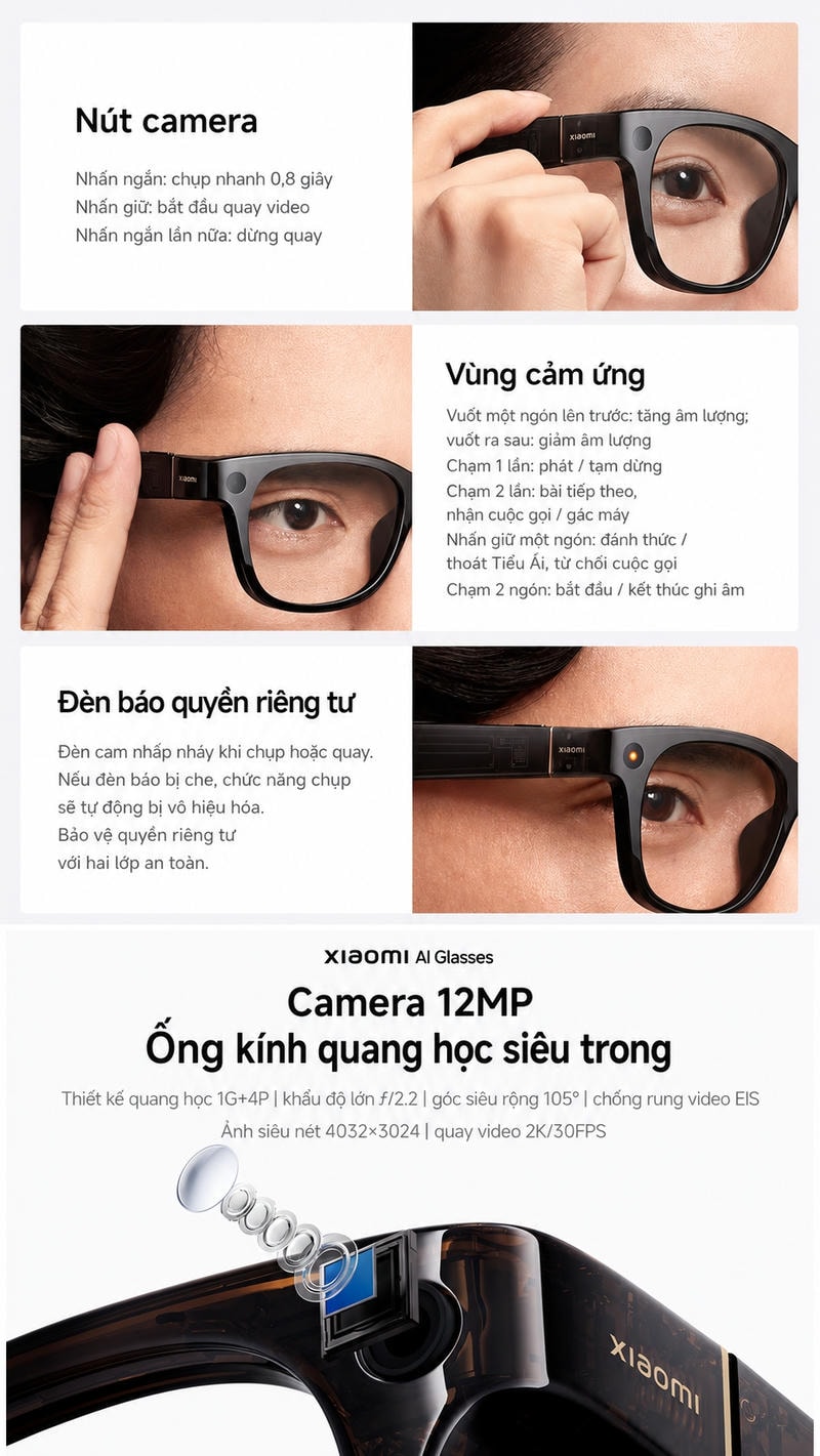 Kính Thông Minh Xiaomi Ai Glasses - Chính Hãng, New Seal Kính Thông Minh Xiaomi Ai