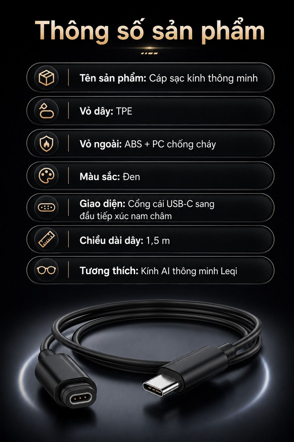 Rokid Cáp Sạc, Cáp Truyền Dẫn Usb, Type C - Chính Hãng Rokid Cáp Sạc, Đầu Chuyển Đổi Usb, Type C