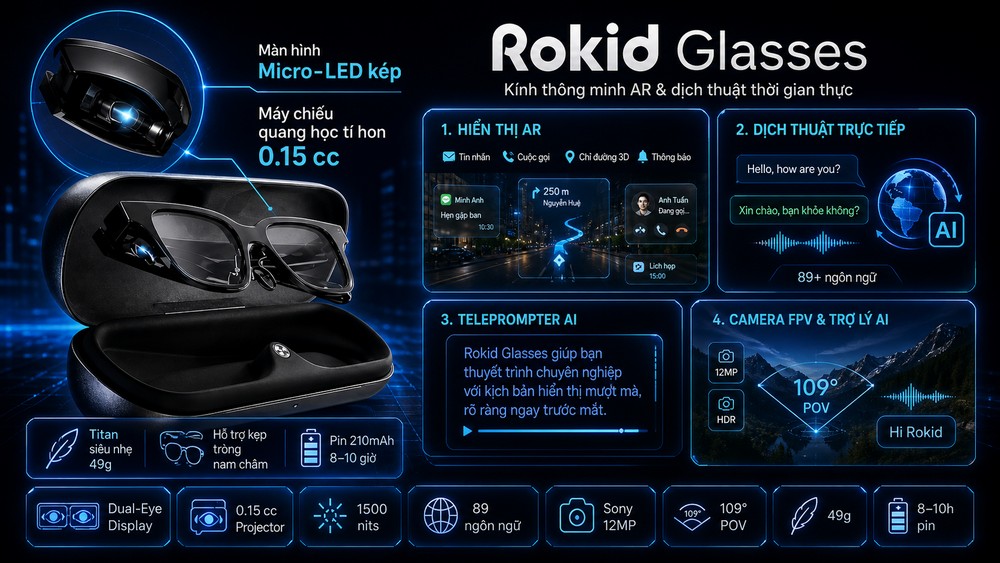 Top Kính Thông Minh Đáng Mua Nhất Hiện Nay: Nên Chọn Mẫu Nào? Rokid Rv101 Kính Thông Minh Ar Dịch Live