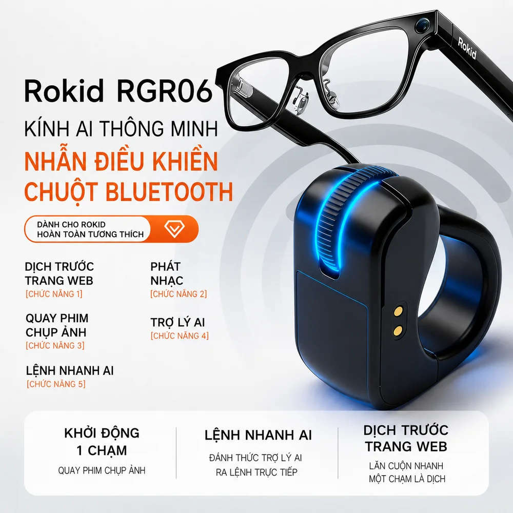 Rgr06 - Nhẫn Điều Khiển Kính Thông Minh Rokid Glasses Bluetooth 5.3