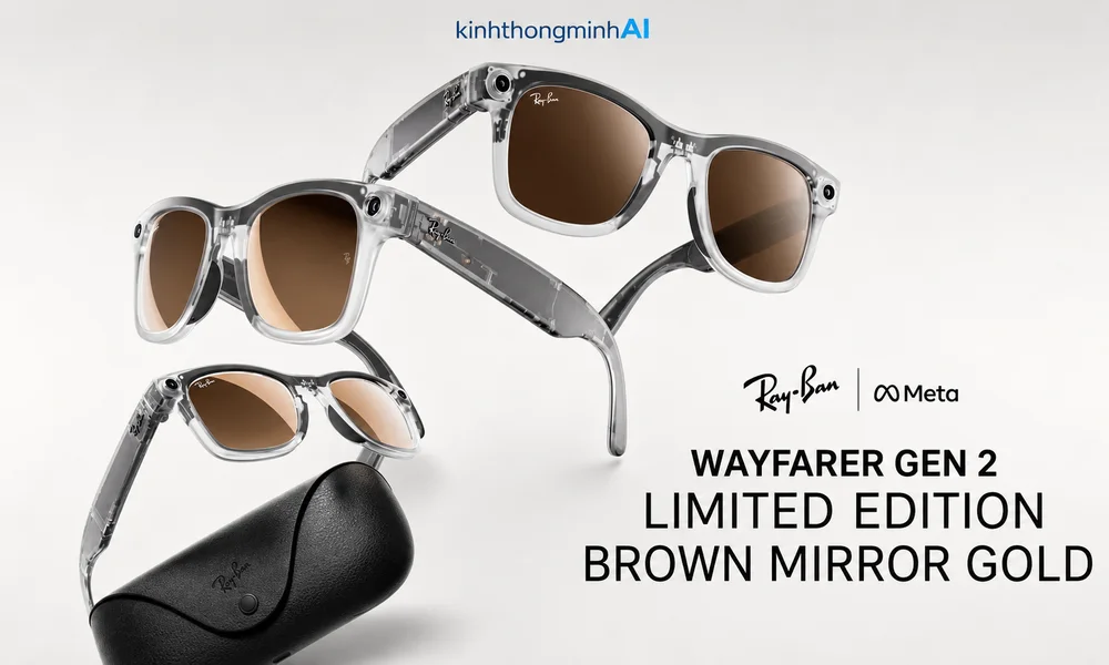 Phiên Bản Giới Hạn: Sức Hút Khó Cưỡng Từ Ray-Ban Meta Wayfarer Gen 2 Brown Mirror Gold Ảnh Sản Phẩm Ray-Ban Meta Wayfarer Gen 2 Brown Mirror Gold Limited Edition, Dòng Kính Thông Minh Phiên Bản Giới Hạn Kết Hợp Thiết Kế Wayfarer Đặc Trưng Với Gọng Trong Mờ Hiện Đại, Tròng Brown Mirror Gold Thời Trang Và Các Tính Năng Như Chụp Ảnh, Quay Video, Nghe Nhạc, Gọi Điện Và Sử Dụng Meta Ai Rảnh Tay.