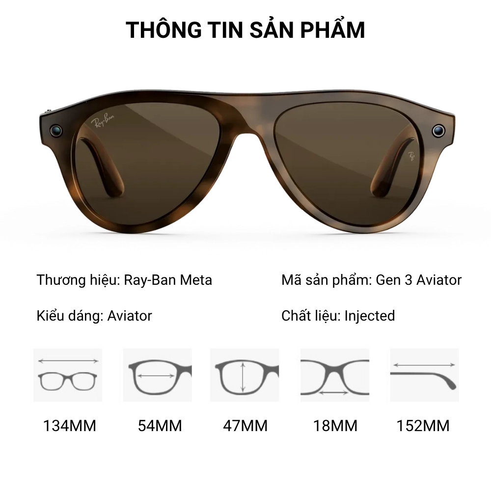 Kính Thông Minh Ray-Ban Meta Gen 3 Aviator